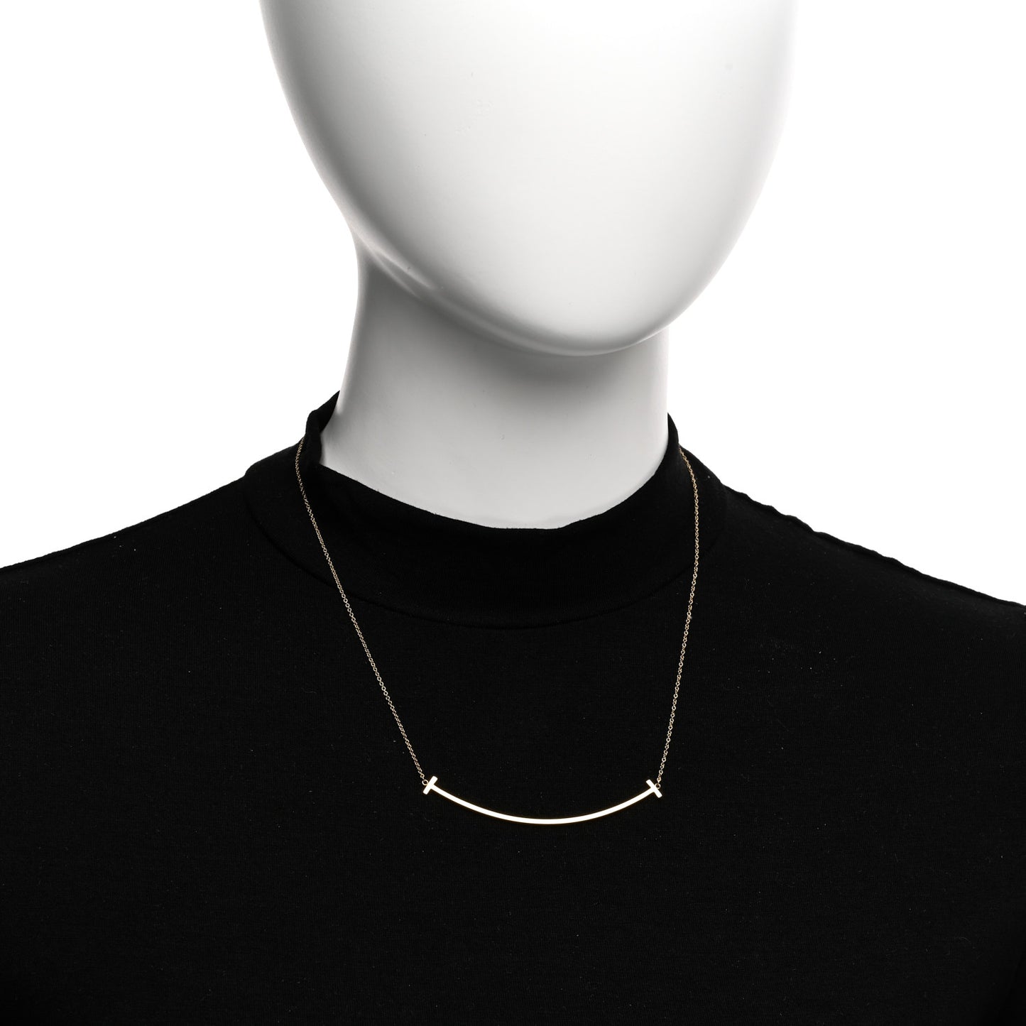 18K Yellow Gold Large T Smile Pendant Necklace