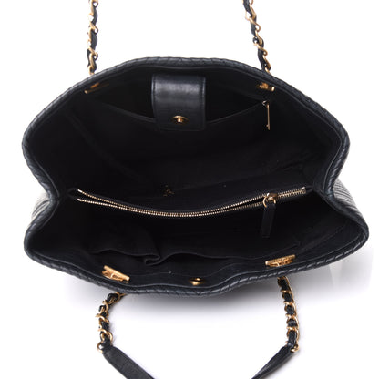 Chanel Wrinkled Lambskin Chevron Quilted Large Surpique Tote Black 4 of 9