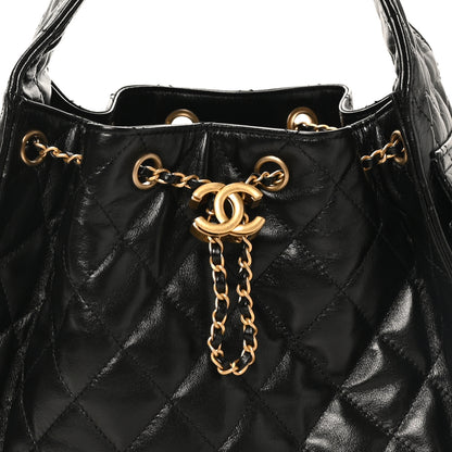 Chanel Shiny Crumpled Calfskin Quilted Small Chanel 25 Handbag Black 8 of 11
