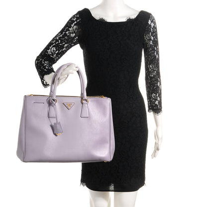 Prada Saffiano Lux Large Double Zip Tote Glicine 2 of 10