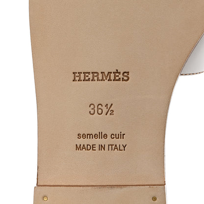 Hermes Box Calfskin Oran Sandals 36.5 White 7 of 9