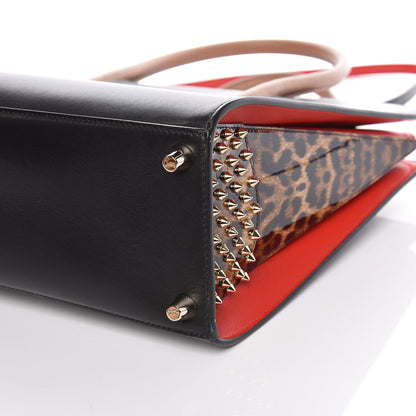 Christian Louboutin Calfskin Patent Leopard Spiked Medium Paloma Black 13 of 13