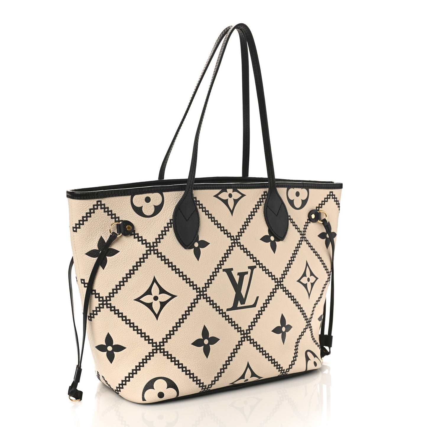 Empreinte Monogram Giant Broderies Neverfull MM Cream Black