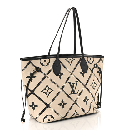 Louis Vuitton Empreinte Monogram Giant Broderies Neverfull MM Cream Black 4 of 9
