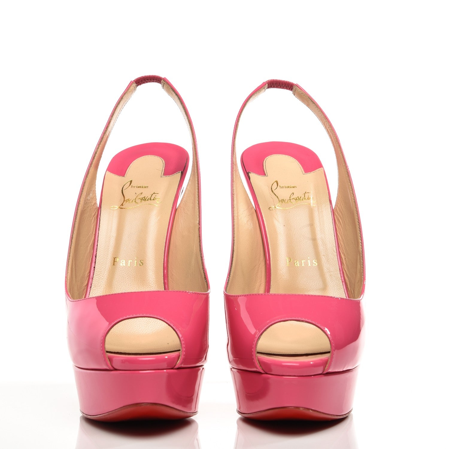 Christian Louboutin Patent Lady Peep Sling 150 Pumps 41 Darling 4 of 10