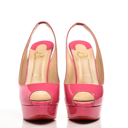 Christian Louboutin Patent Lady Peep Sling 150 Pumps 41 Darling 4 of 10