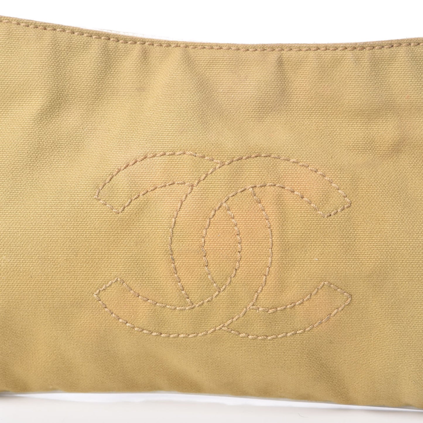 Lambskin Canvas CC Olsen Chain Small Shoulder Bag White Brown