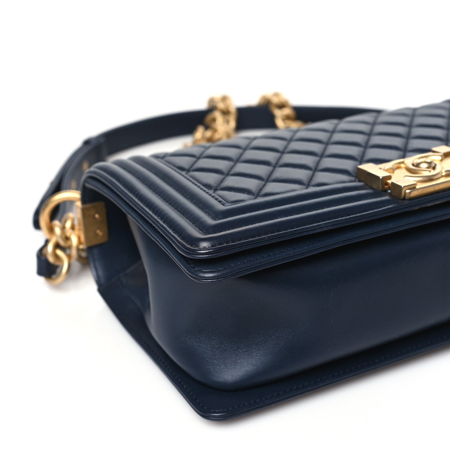 Lambskin Quilted Medium Boy Flap Blue