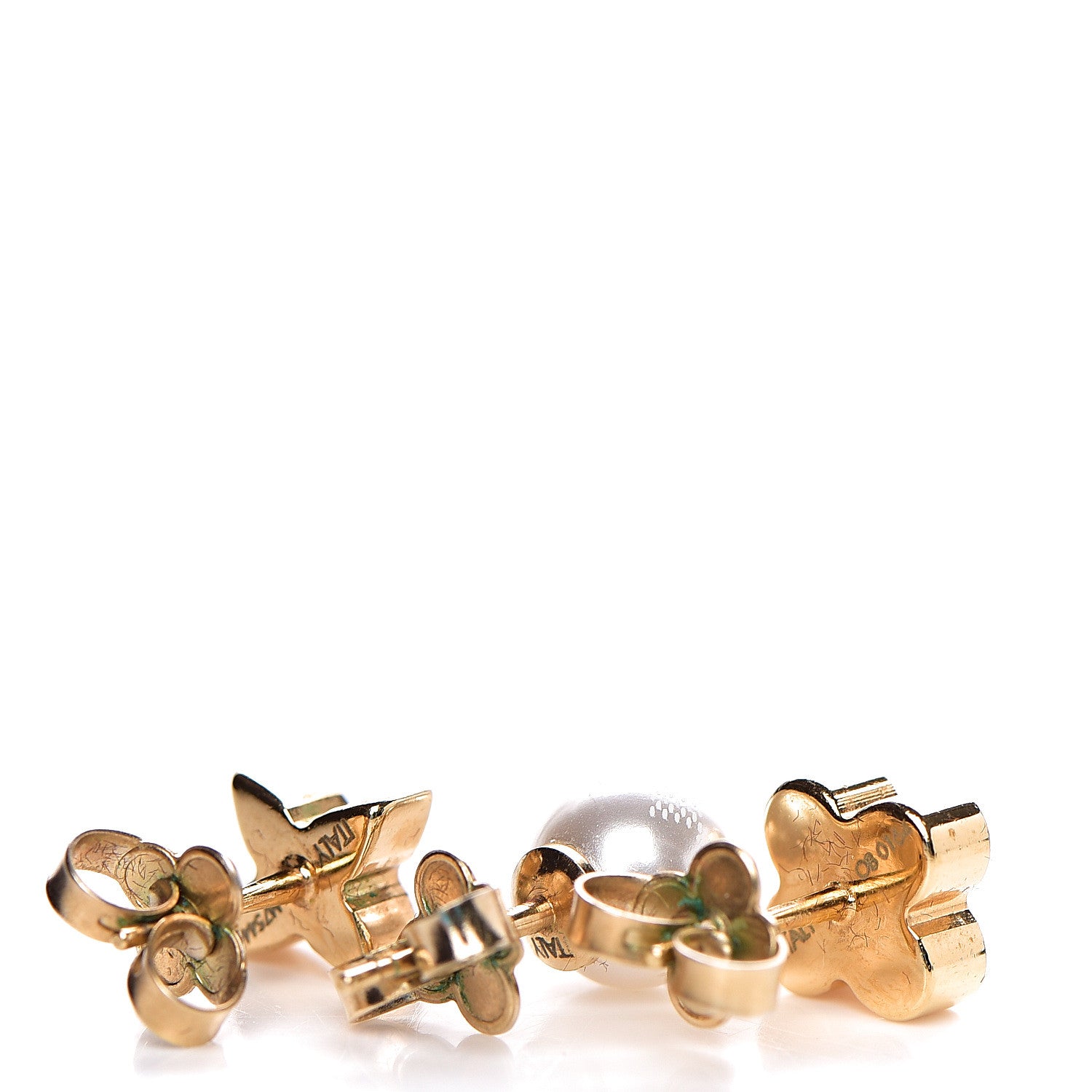 Louis Vuitton Pearl Charmy Earrings Set Gold 2 of 3