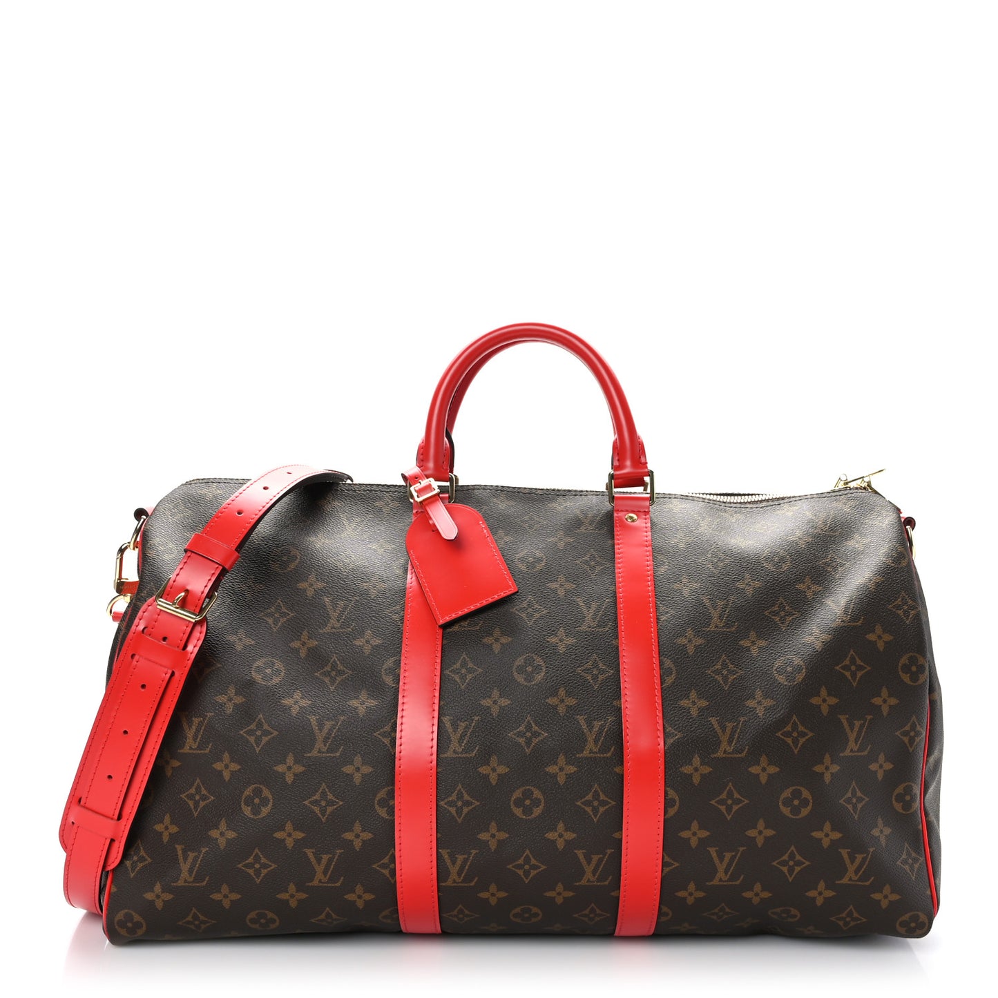 Calfskin Monogram Keepall Bandouliere 50 Coquelicot