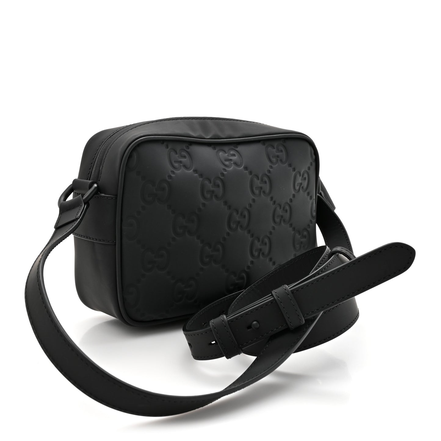 Rubber Effect Calfskin GG Mini Crossbody Bag Black