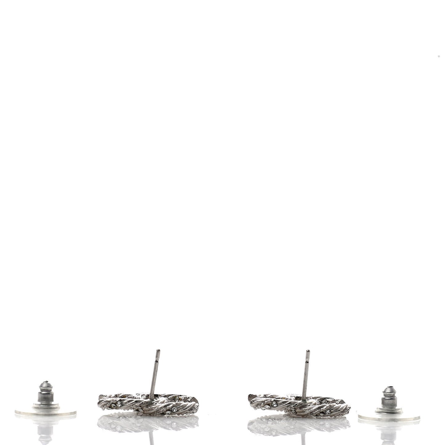Crystal CC Twisted Earrings Silver