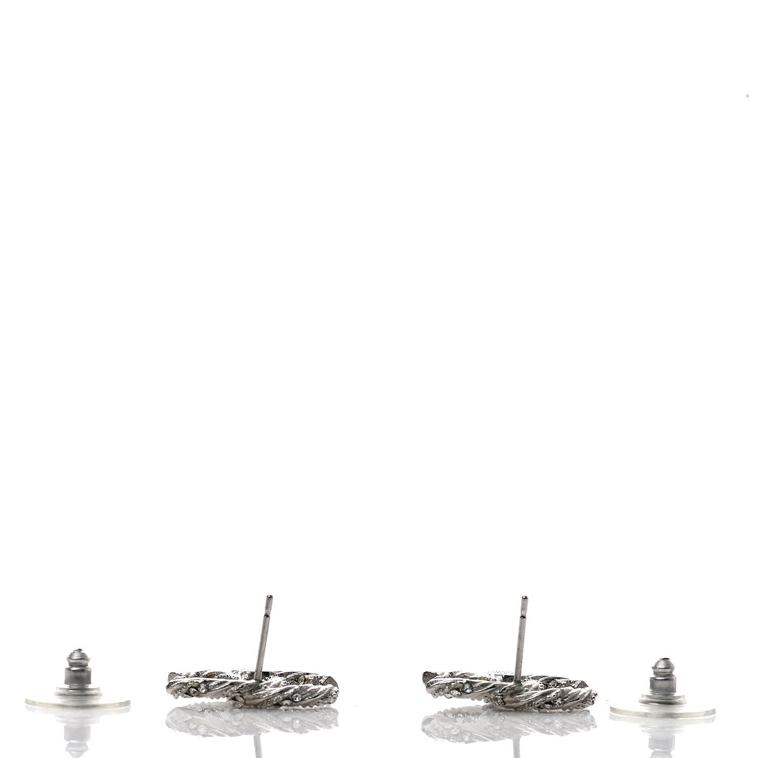 Chanel Crystal CC Twisted Earrings Silver 3 of 4