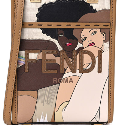 Fendi Glazed Fabric Plexiglass FF Logo Bikini Girls Mini Fendi Sunshine Shopper Tote Bianco Perla Multicolor Miele Scuro 8 of 10
