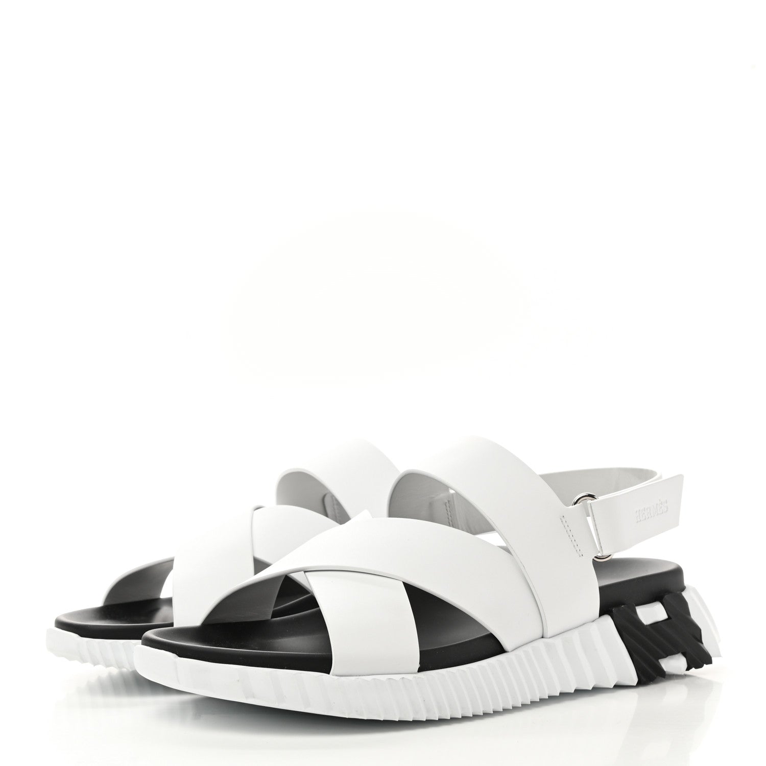 Hermes Calfskin Goatskin Mens Electric Sandals 42 White 3 of 13