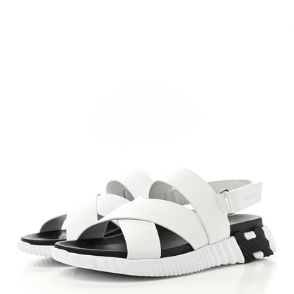 Hermes Calfskin Goatskin Mens Electric Sandals 42 White 3 of 13