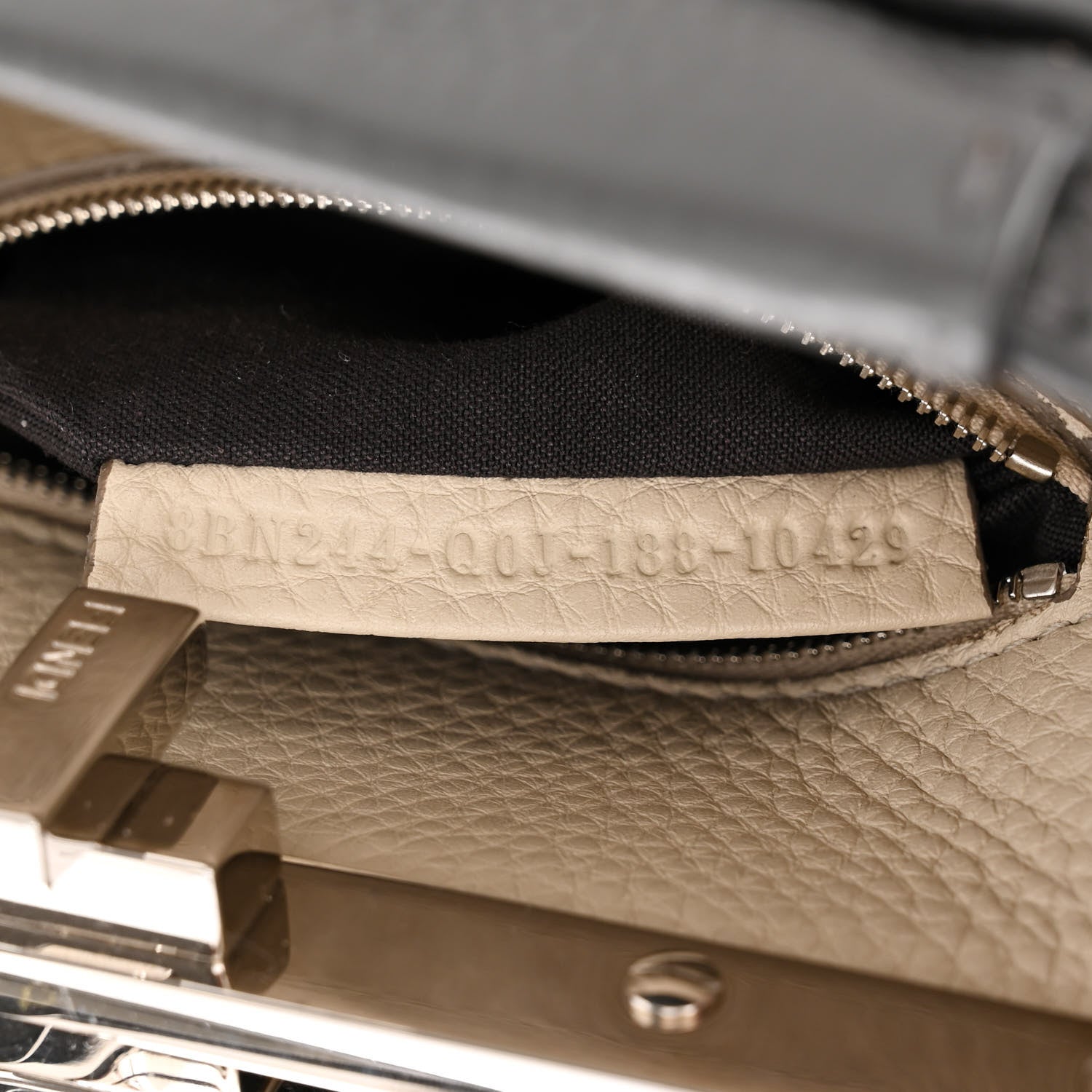 Fendi Cuoio Romano Selleria Bi-Color Mini Peekaboo Iconic Satchel Asfalto Latte 8 of 11