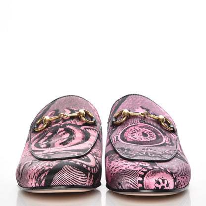 Gucci Silk Satin GG Wallpaper Saint Romain Womens Princetown Slippers 36 Pink Black 2 of 9