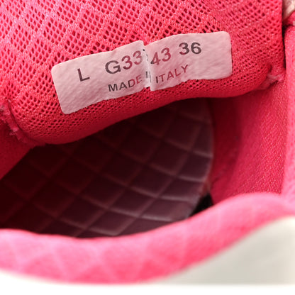 Chanel Calfskin Fabric Sneakers 36 White Silver Fluo Pink 9 of 14