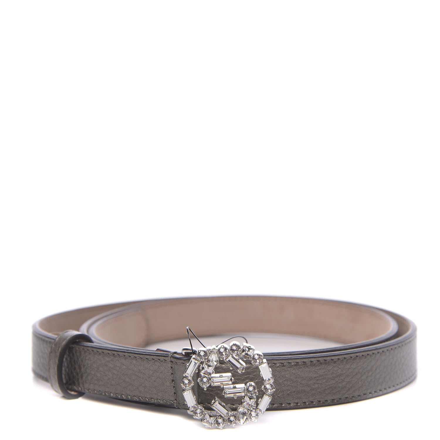 Gucci Metallic Calfskin Crystal Interlocking G Belt 95 38 Sasso 1 of 5
