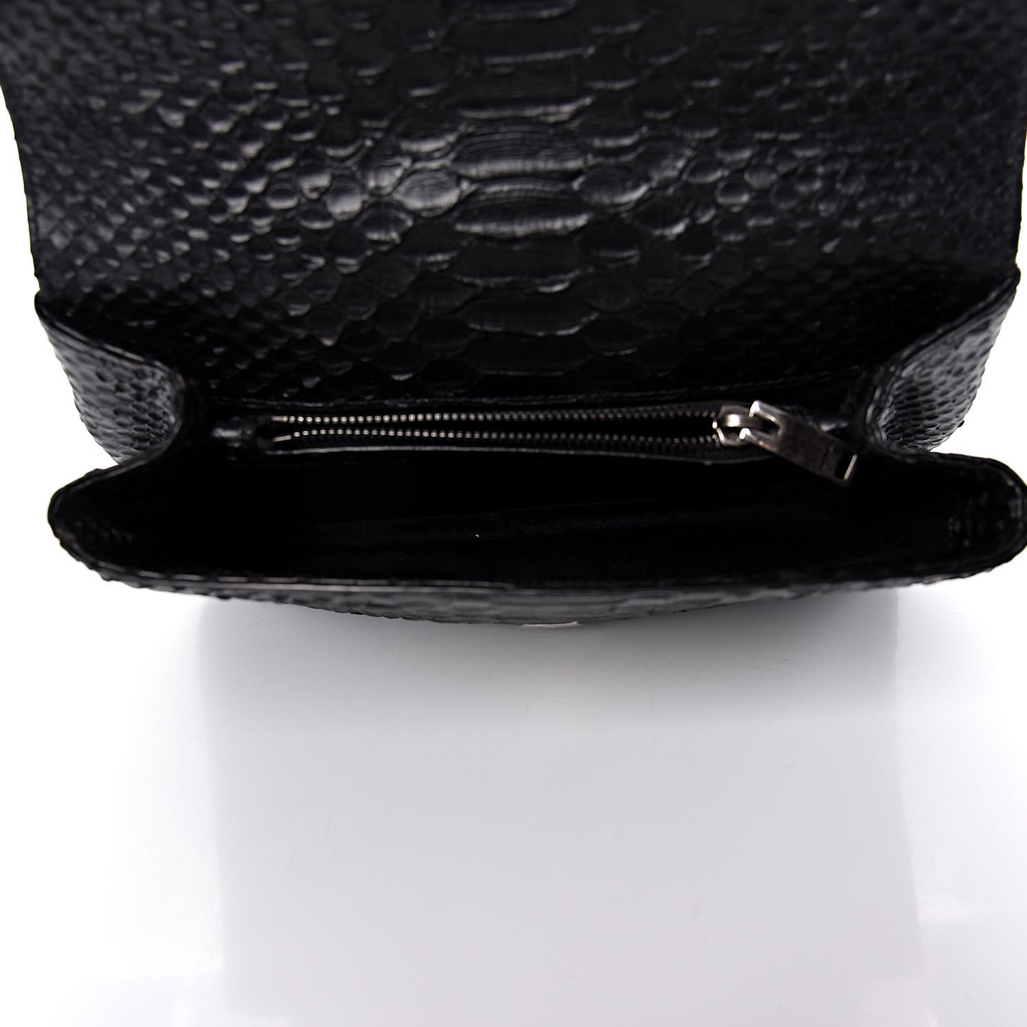 Calfskin Python Embossed Monogram Medium College Bag Black