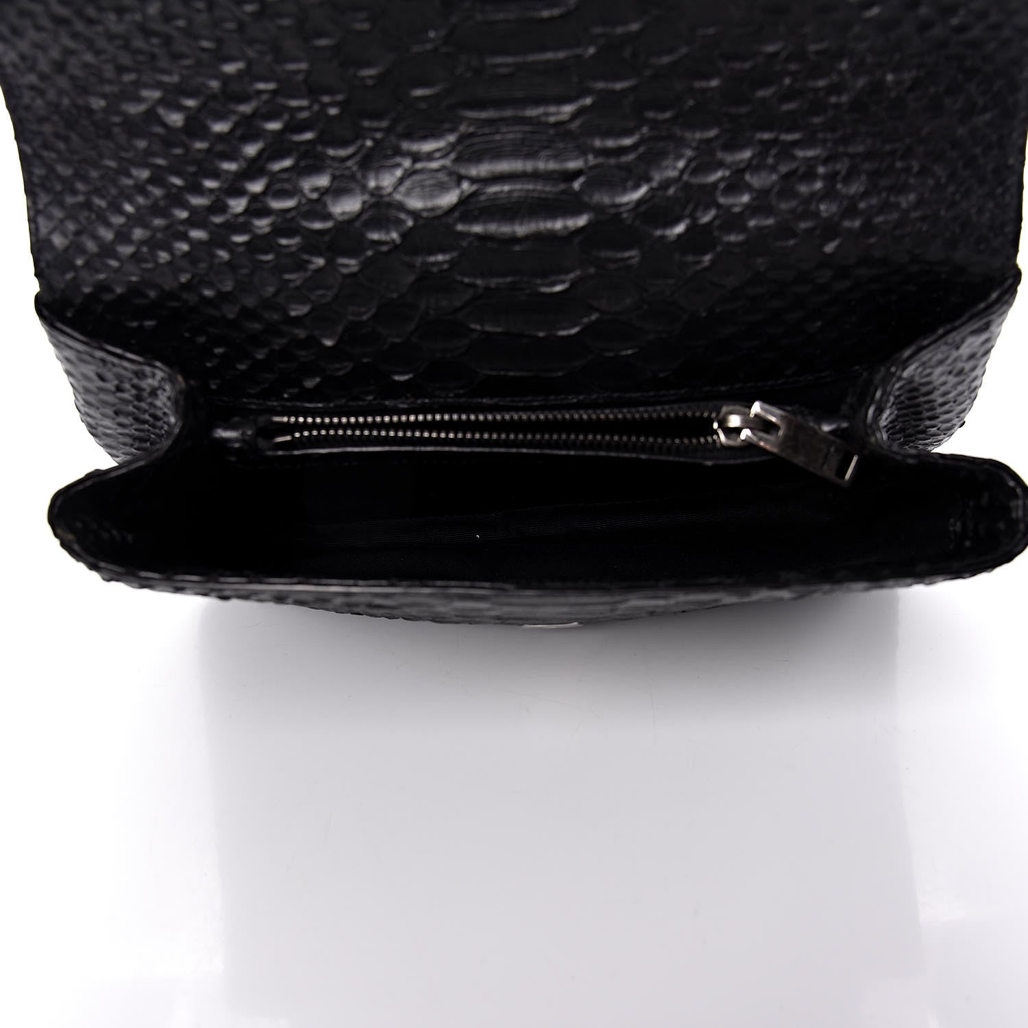 Saint Laurent Calfskin Python Embossed Monogram Medium College Bag Black 5 of 8