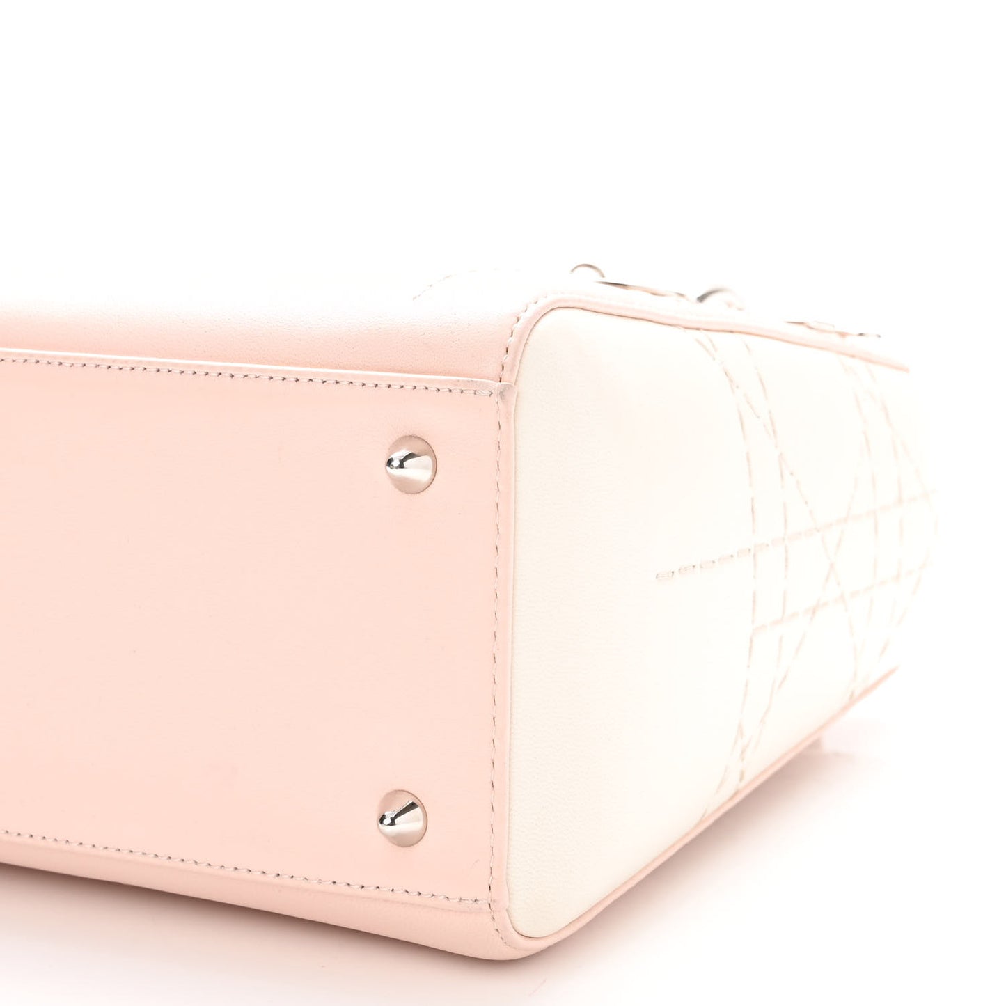 Lambskin Cannage Stitched Small Lady Dior Pink White