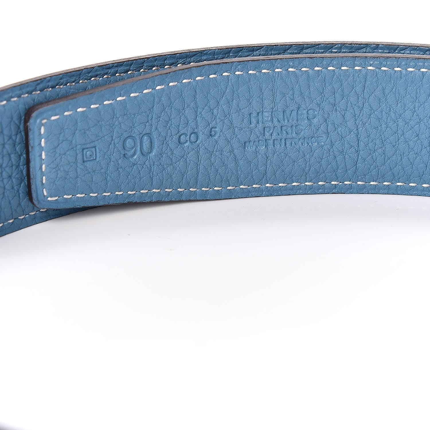 Hermes Box Togo 32mm Belt Strap 90 Black Blue Jean 5 of 5