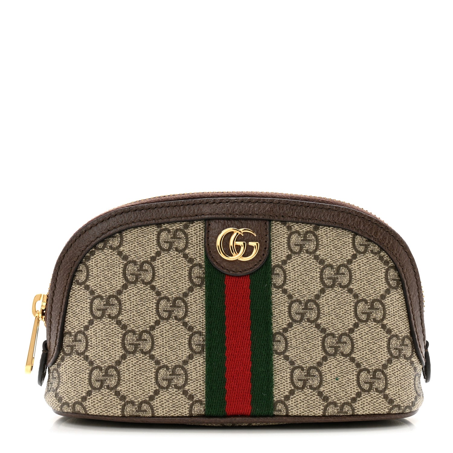 Gucci GG Supreme Monogram Textured Calfskin Web Medium Ophidia Cosmetic Case Beige Ebony New Acero 1 of 7