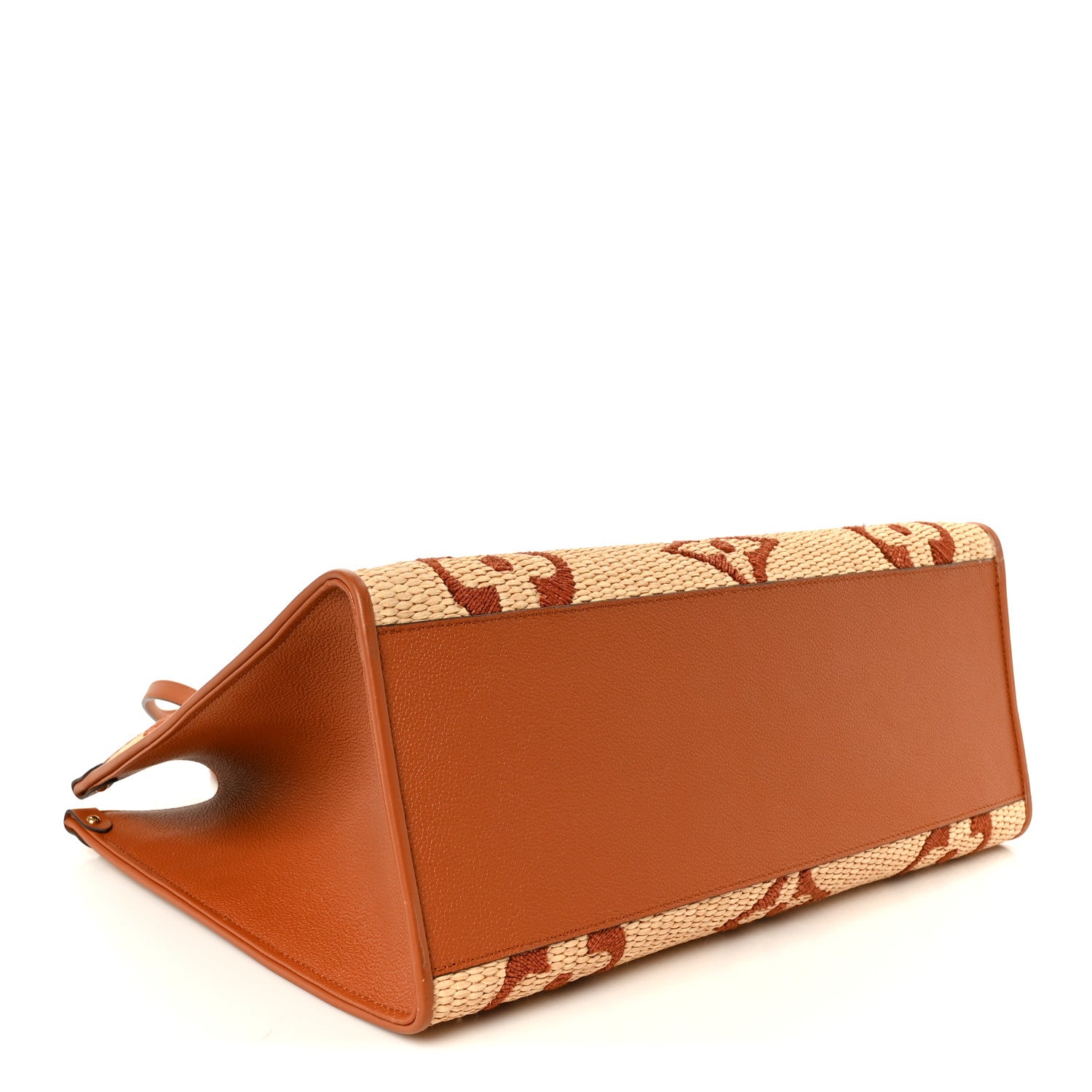 Louis Vuitton Raffia Calfskin Monogram Giant Onthego GM Tan 4 of 11