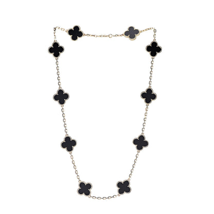 Van Cleef & Arpels 18K Yellow Gold Black Onyx 10 Motifs Vintage Alhambra Necklace 3 of 6