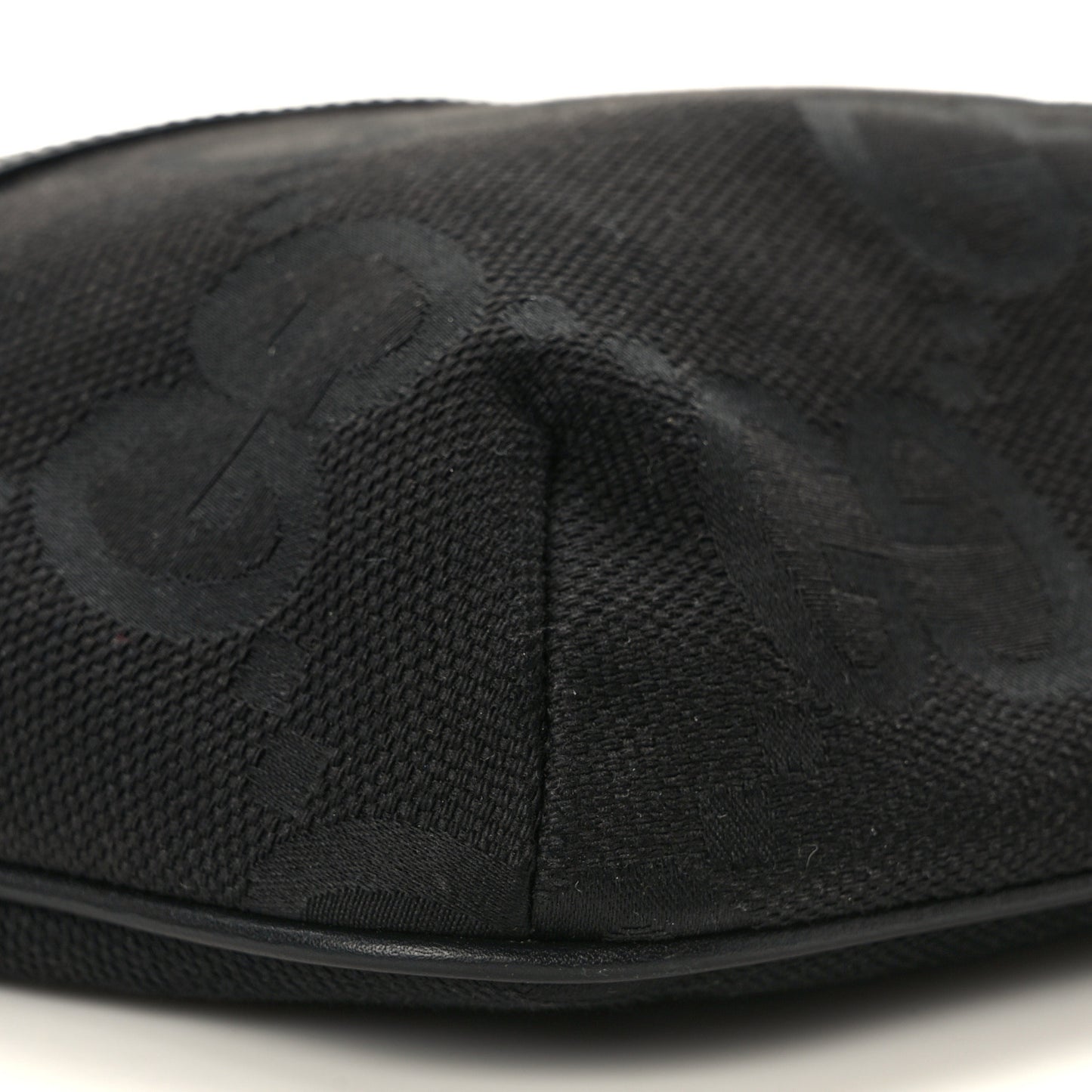 Monogram Jumbo GG Textured Dollar Calfskin Web Belt Bag Black