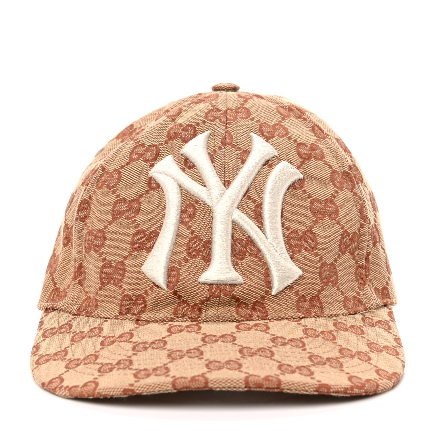 Gucci X MLB Monogram NY Yankees Baseball Hat 57-61 Beige Ruggine 4 of 8