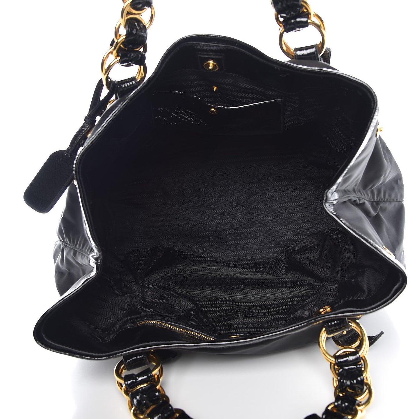 Tessuto Nylon Chain Shoulder Bag Black