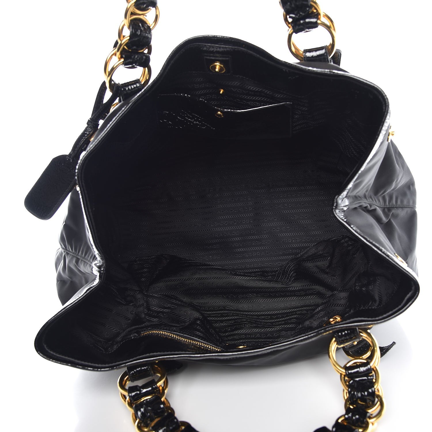 Prada Tessuto Nylon Chain Shoulder Bag Black 5 of 7