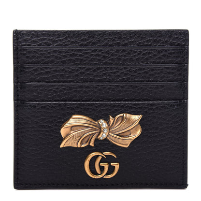 Gucci Calfskin GG Marmont Bow Card Holder Black 1 of 7