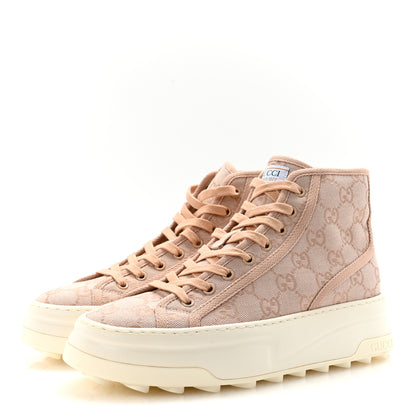 Gucci New Canvas GG Monogram Womens Tennis 1977 High Top 55mm Platform Sneakers 39 Skin Rose Dark Skin Rose 4 of 9
