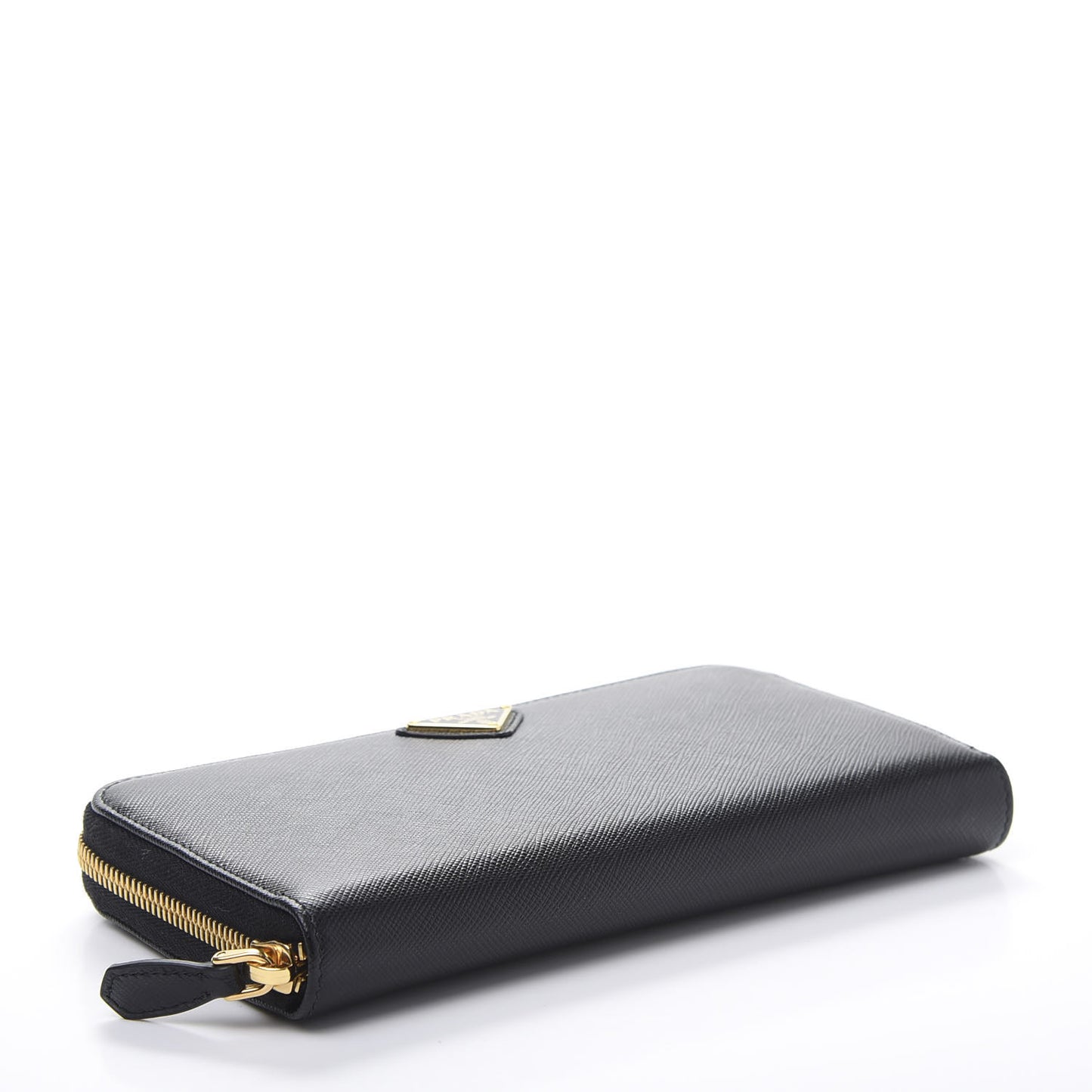 Saffiano Metal Zip Around Wallet Black