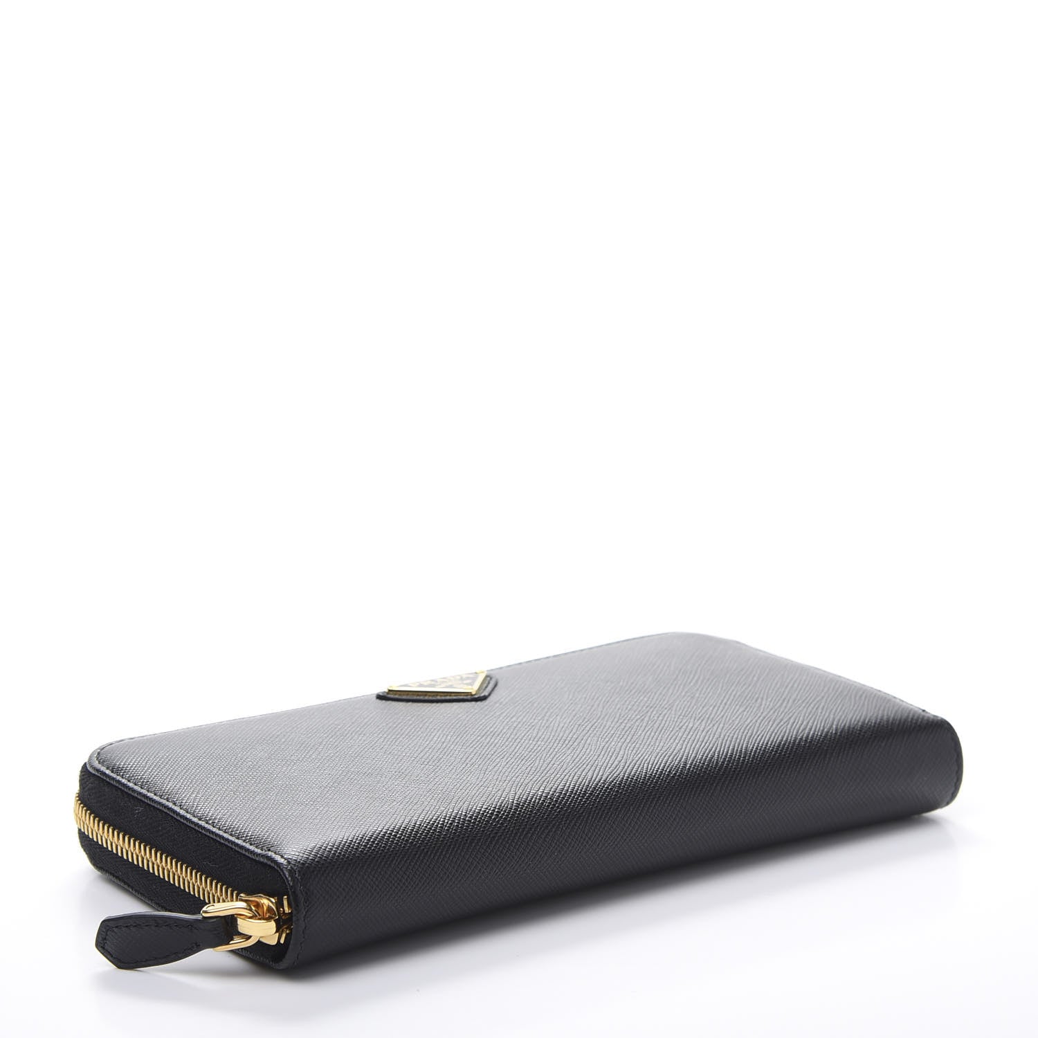 Prada Saffiano Metal Zip Around Wallet Black 4 of 9
