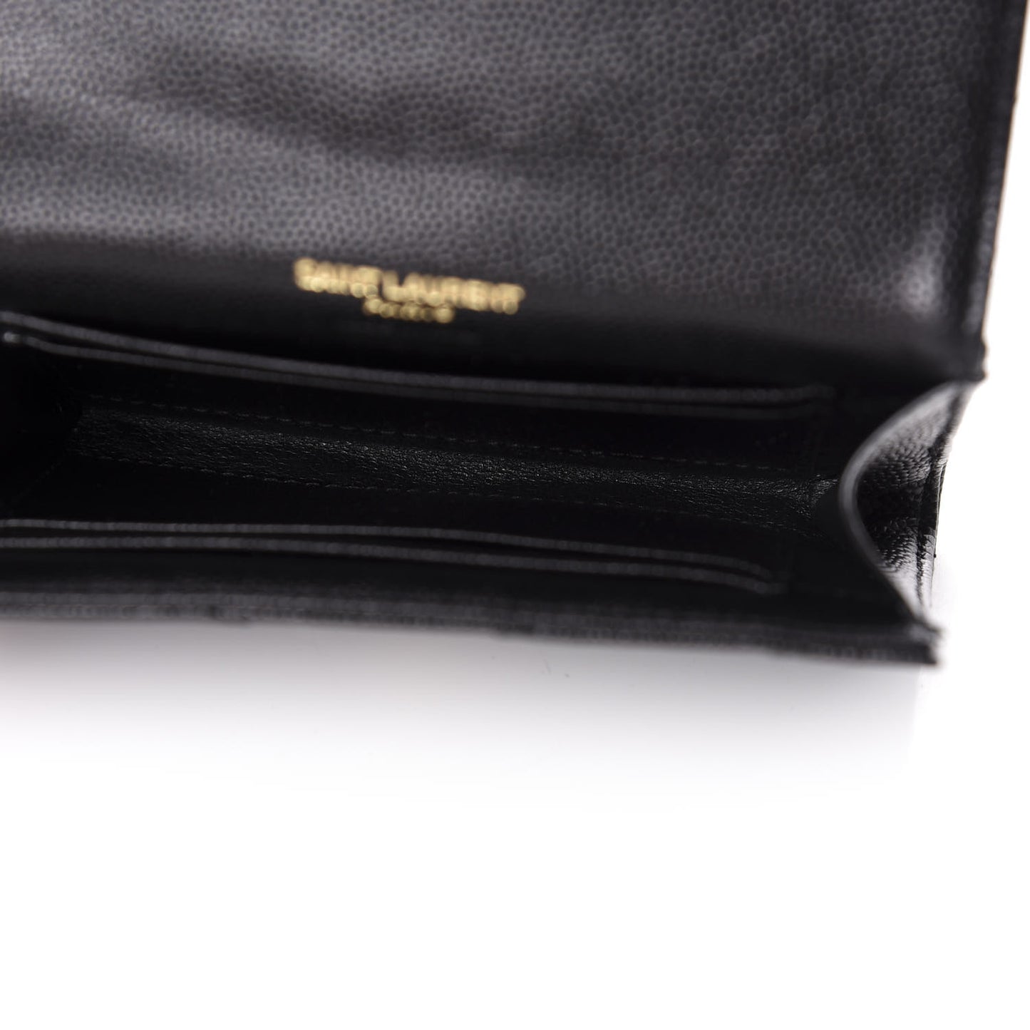 Grain De Poudre Matelasse Chevron Small Monogram Envelope Wallet Black