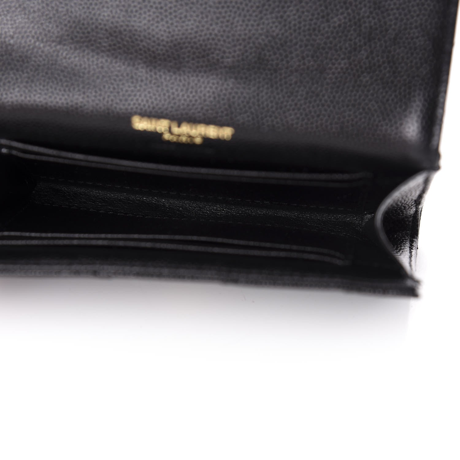 Saint Laurent Grain De Poudre Matelasse Chevron Small Monogram Envelope Wallet Black 5 of 11