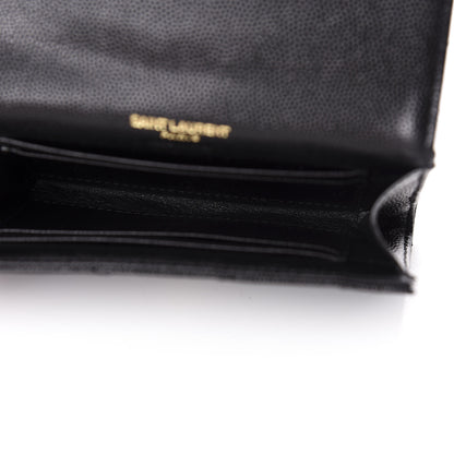 Saint Laurent Grain De Poudre Matelasse Chevron Small Monogram Envelope Wallet Black 5 of 11