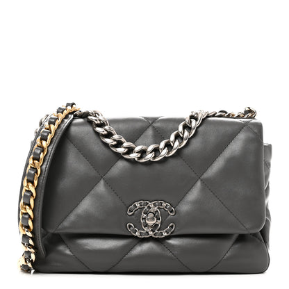 Chanel Lambskin Quilted Medium Chanel 19 Flap Grey 1 of 9