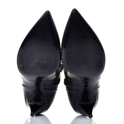 Saint Laurent Calfskin Cat Boot 50 Studded Strap Booties 37.5 Black 5 of 10