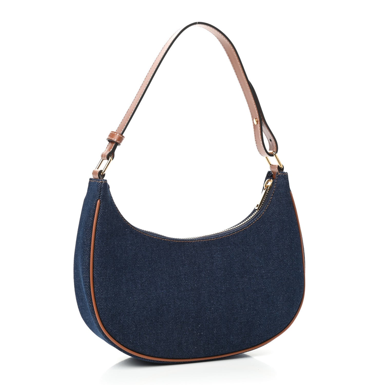 Celine Denim Ava Shoulder Bag Navy Tan 3 of 8