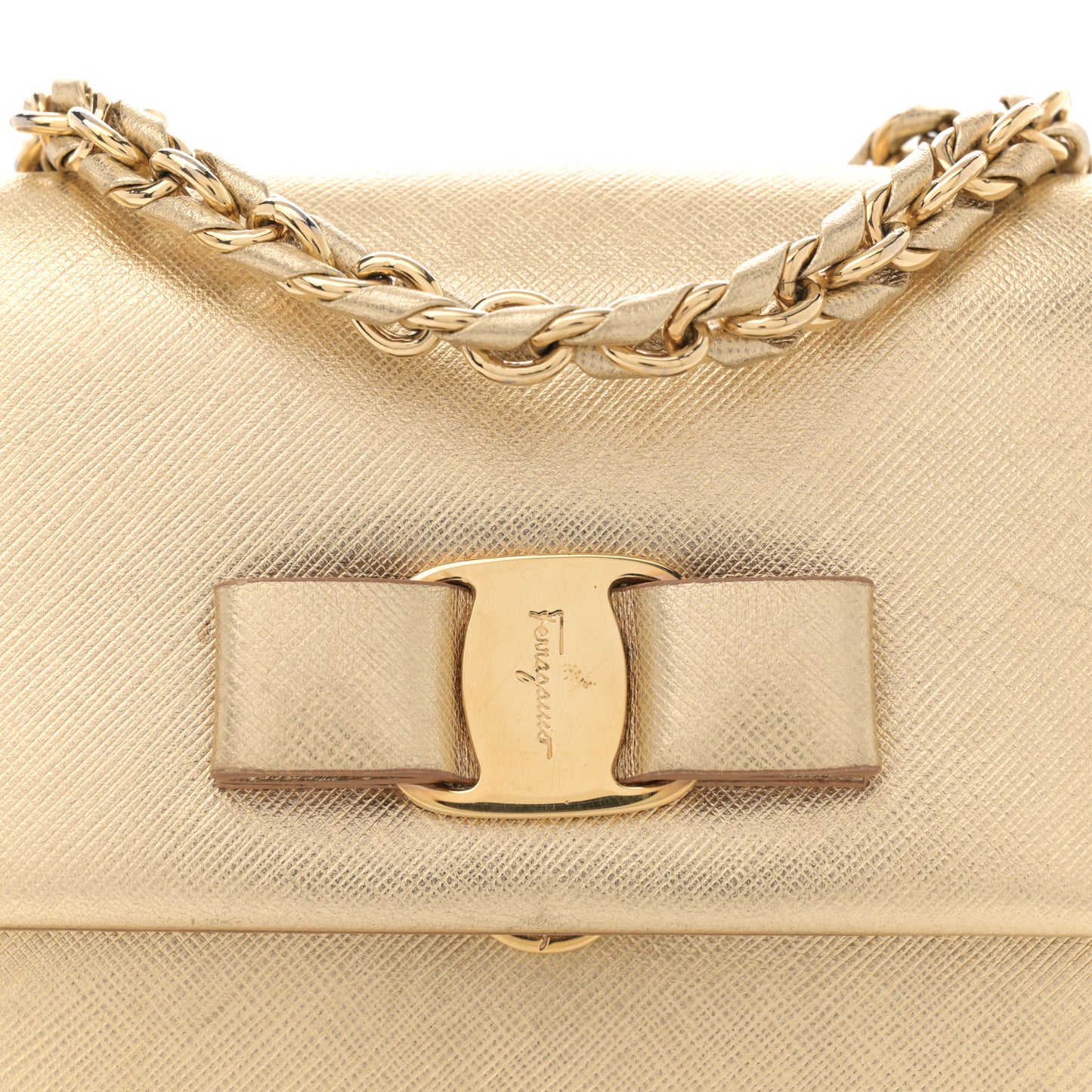 Printed Calfskin Ginny Crossbody Bag Gold