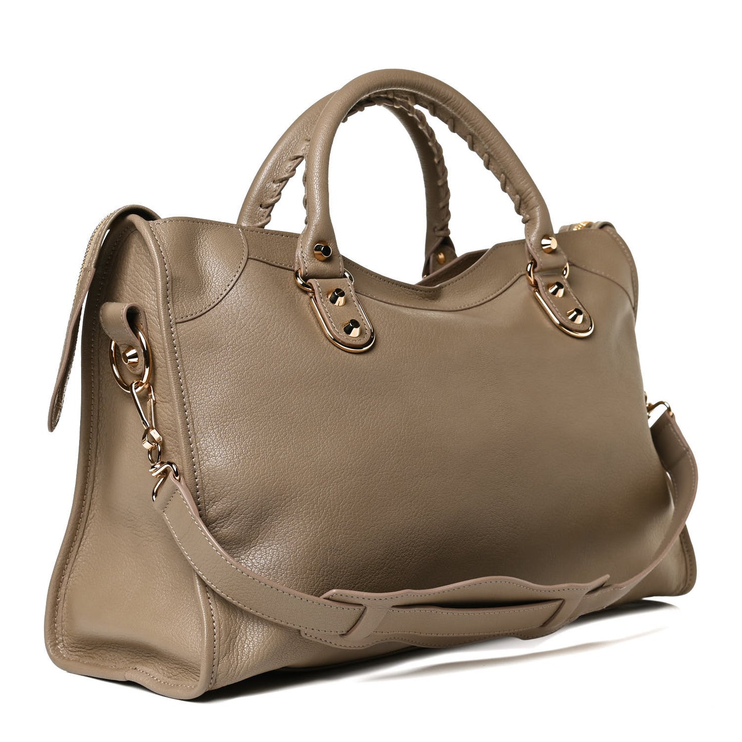 Chevre Gold Metallic Edge Hardware City Beige Latte