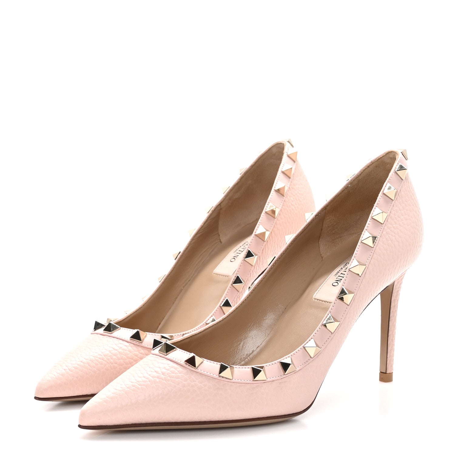Valentino Garavani VALENTINO GARAVANI Pebbled Calfskin Rockstud 85mm Pumps 36 Rose Quartz 3 of 8