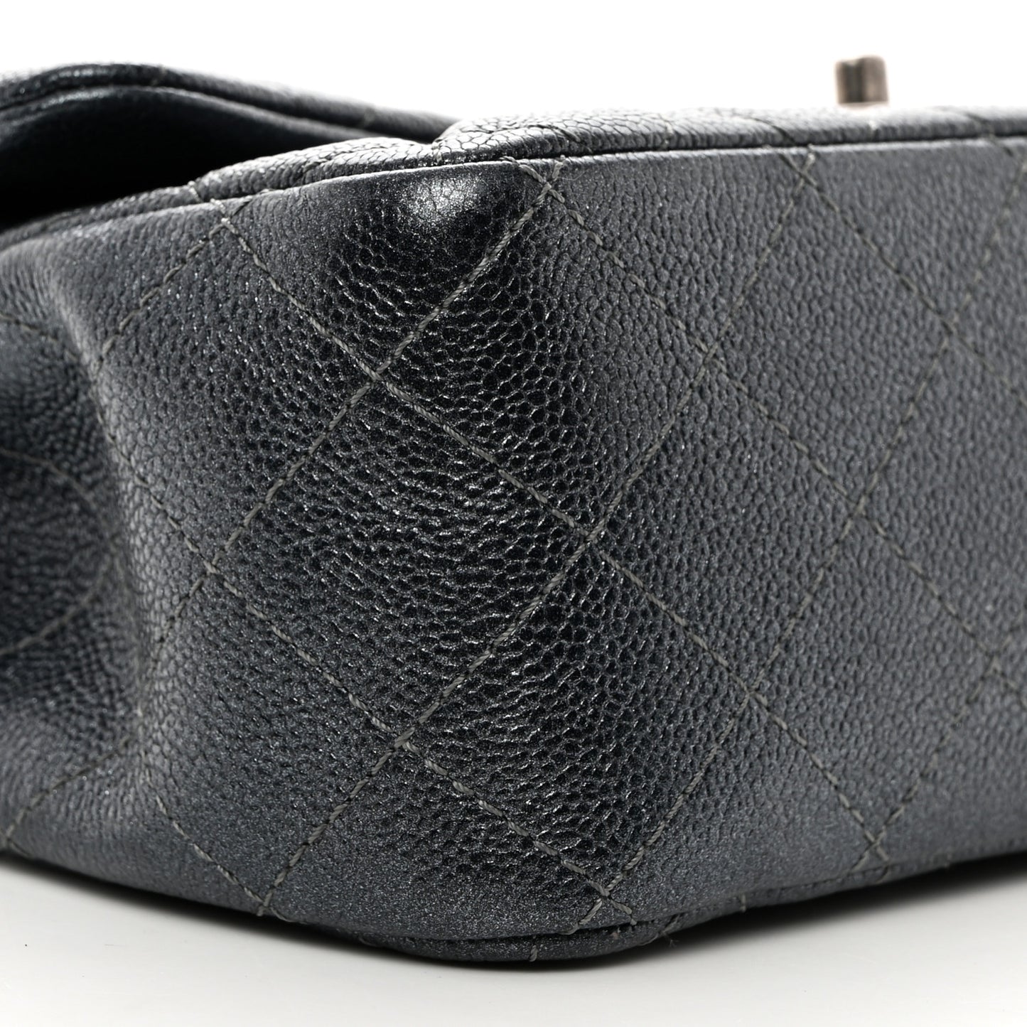 Metallic Caviar Quilted Jumbo Double Flap Dark Grey
