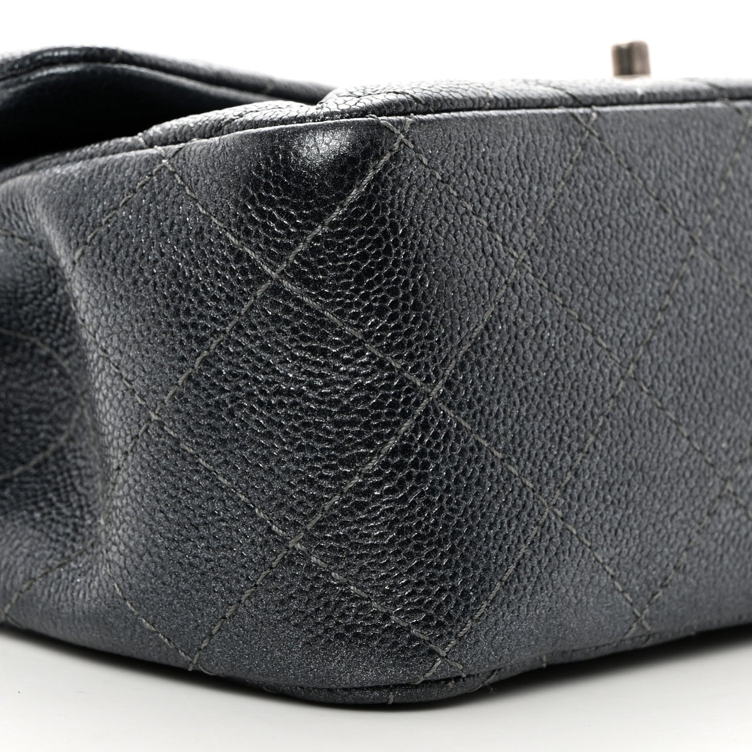 Chanel Metallic Caviar Quilted Jumbo Double Flap Dark Grey 12 of 14